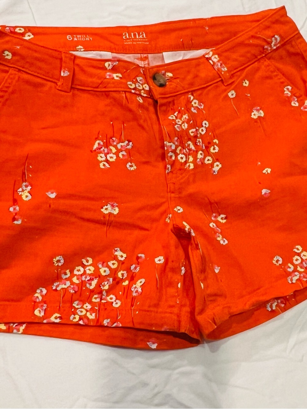a.n.a Bright Orange Floral Women's Bermuda Shorts